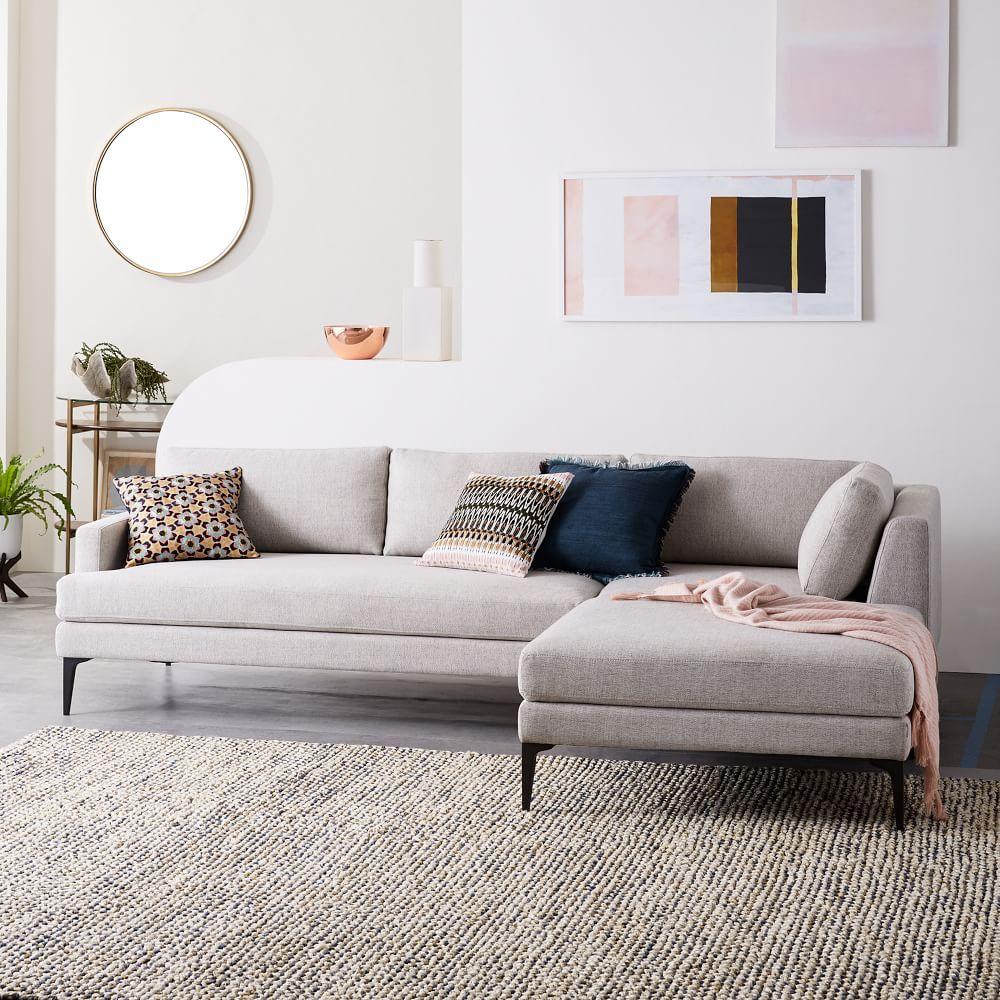 Andes 3-Piece Chaise Sectional - Stone (Twill) | west elm ...