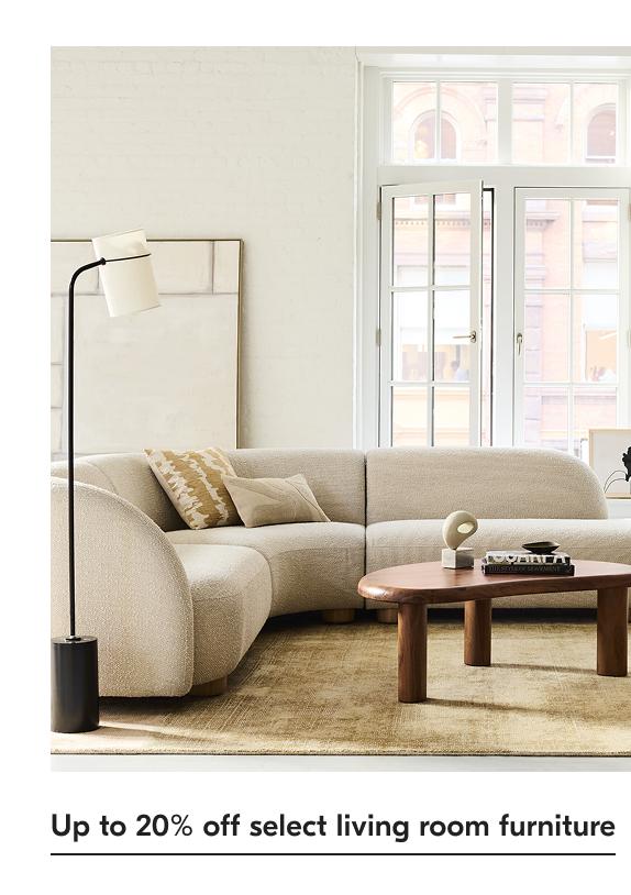 Up to 20% off select living room furniture