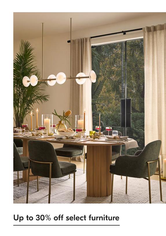 Up to 30% off select furniture