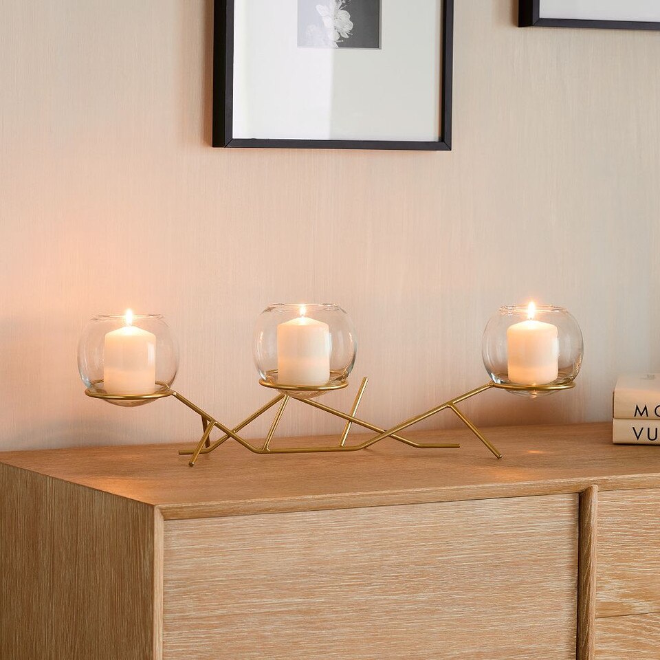 3-Piece Glass Globe Candle Holder