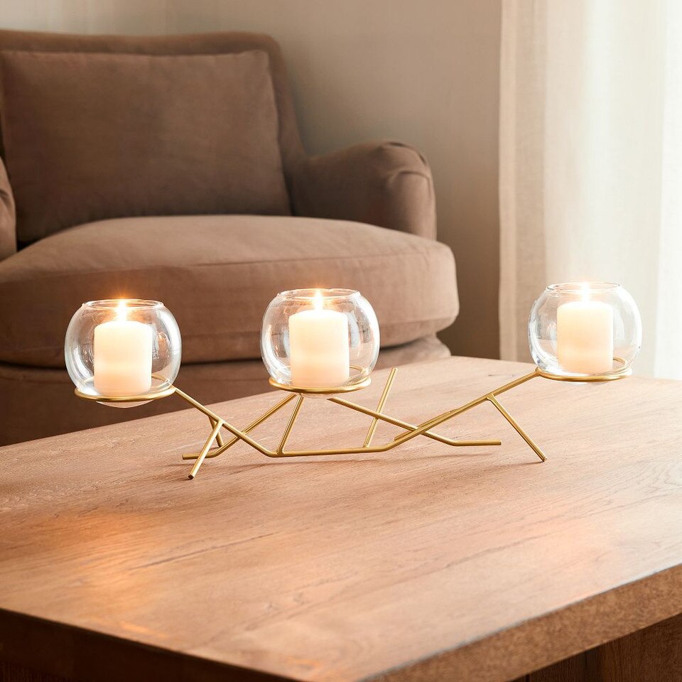 3-Piece Glass Globe Candle Holder