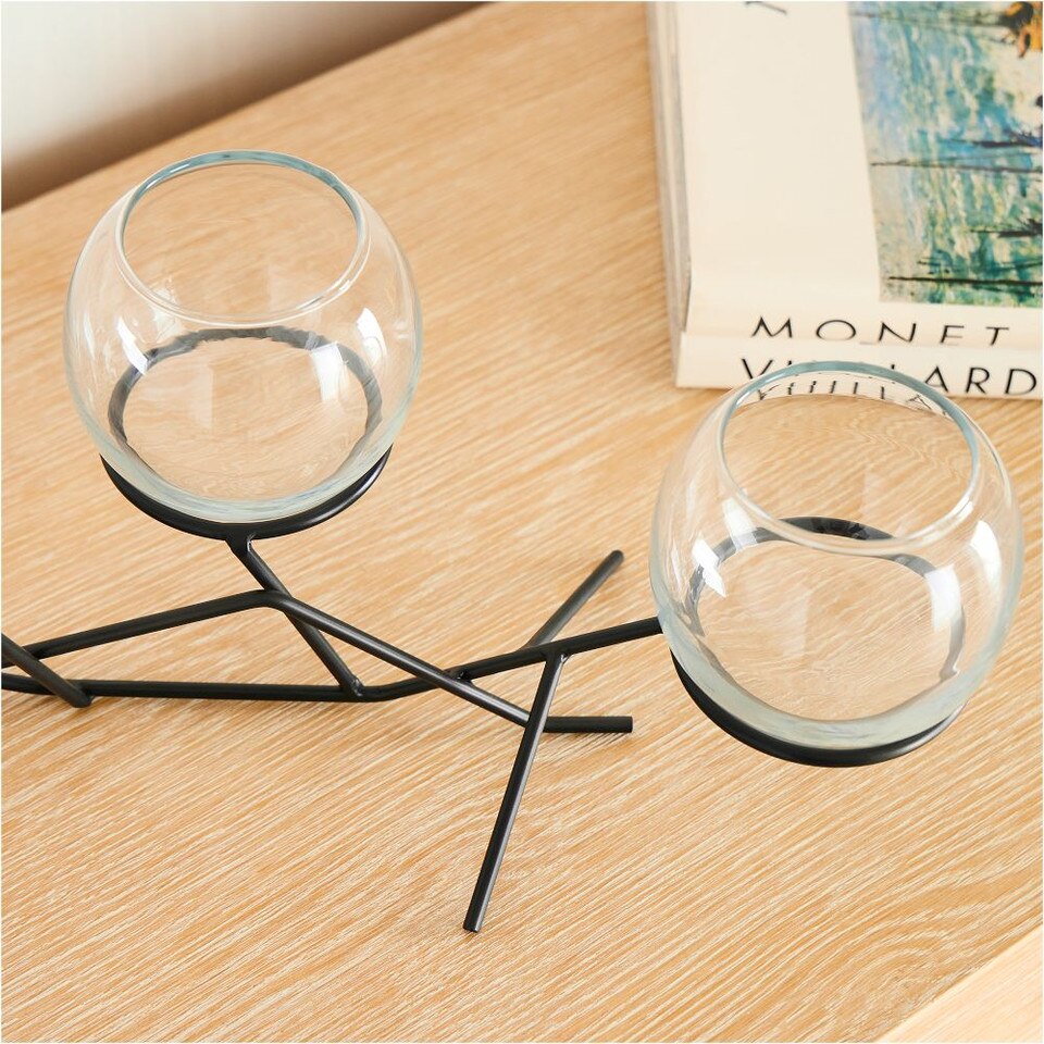 3-Piece Glass Globe Candle Holder