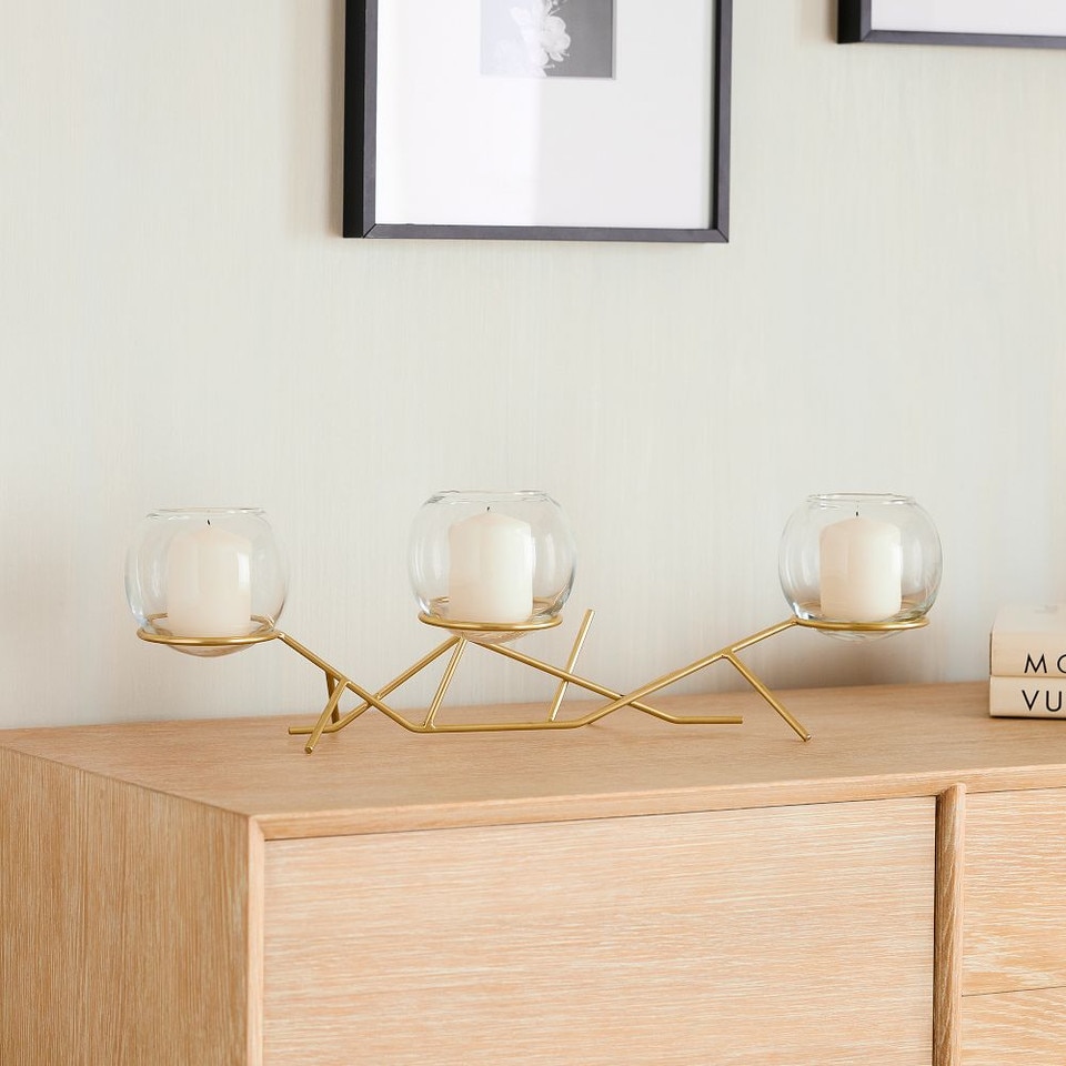 3-Piece Glass Globe Candle Holder