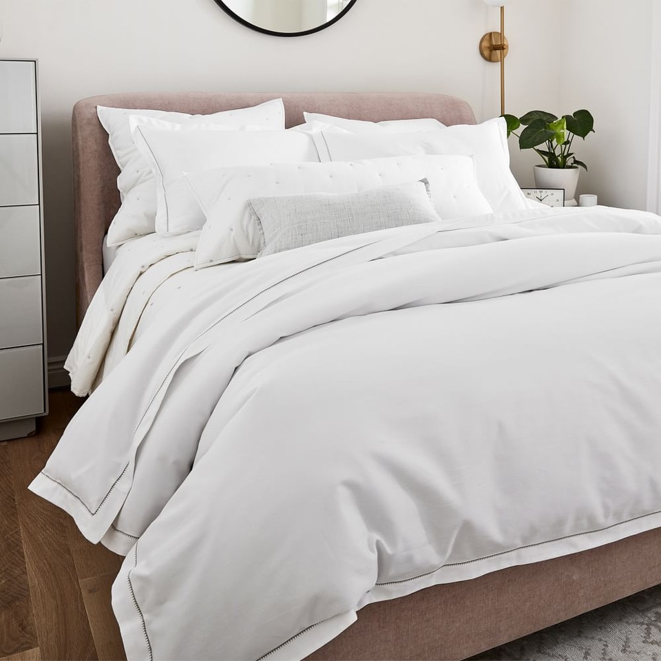 400-Thread-Count Organic Sateen Embroidered Quilt Cover & Pillowcases