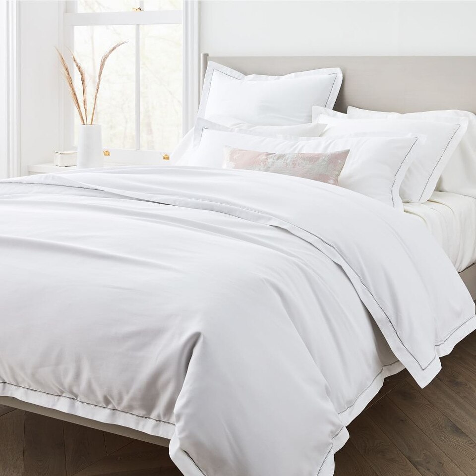 400-Thread-Count Organic Sateen Embroidered Quilt Cover & Pillowcases