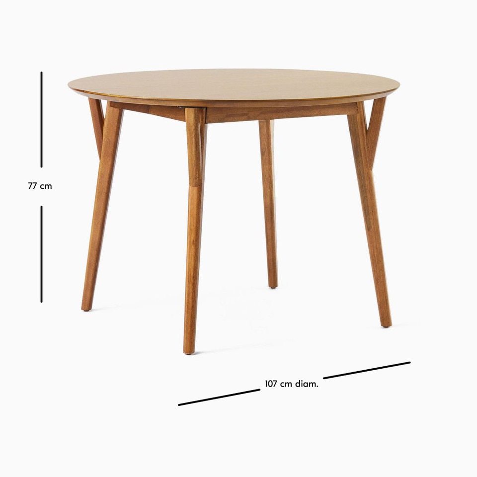 Mid-Century Rounded Extendable Dining Table (107 cm - 203 cm)