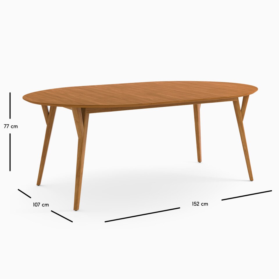 Mid-Century Rounded Extendable Dining Table (107 cm - 203 cm)