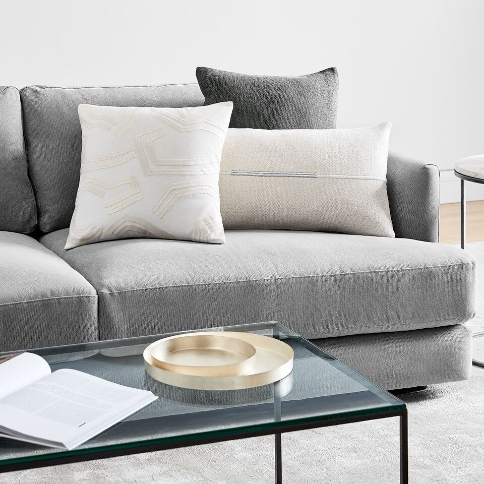 Accented Cotton Canvas Lumbar Cushion Cover