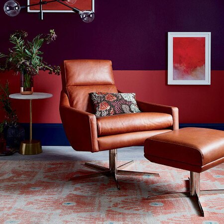 Austin Leather Swivel Armchair Nutmeg