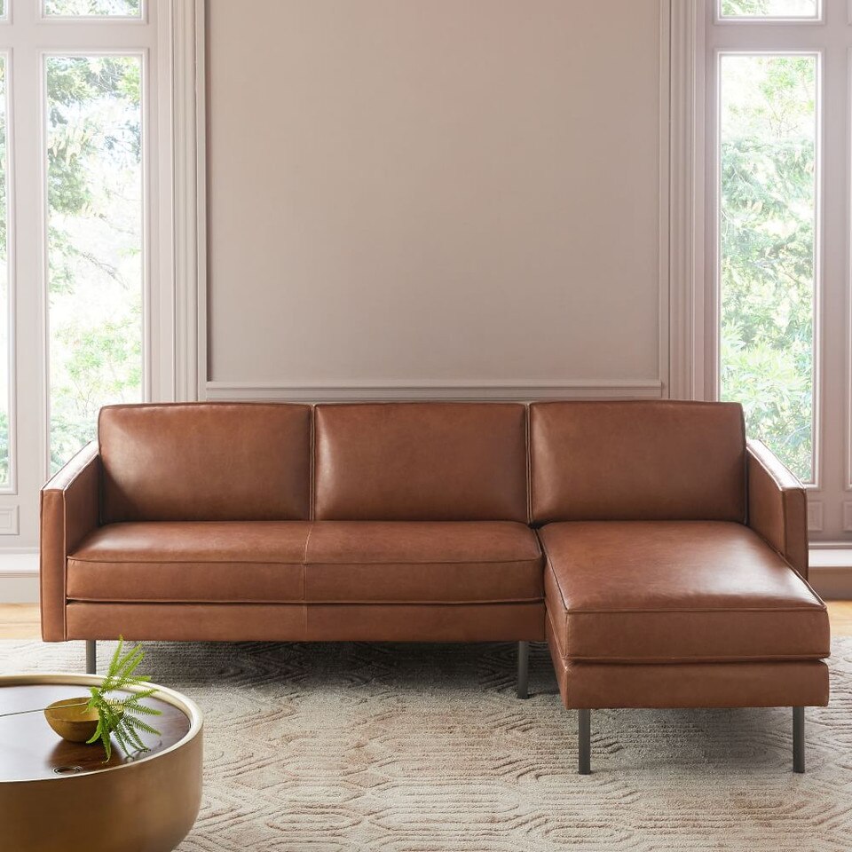 Axel Leather 2-Piece Chaise Modular Sofa