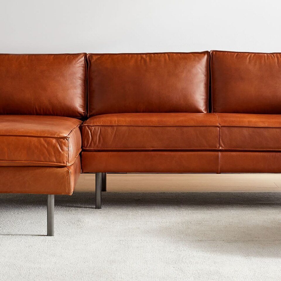 Axel Leather 2-Piece Chaise Modular Sofa