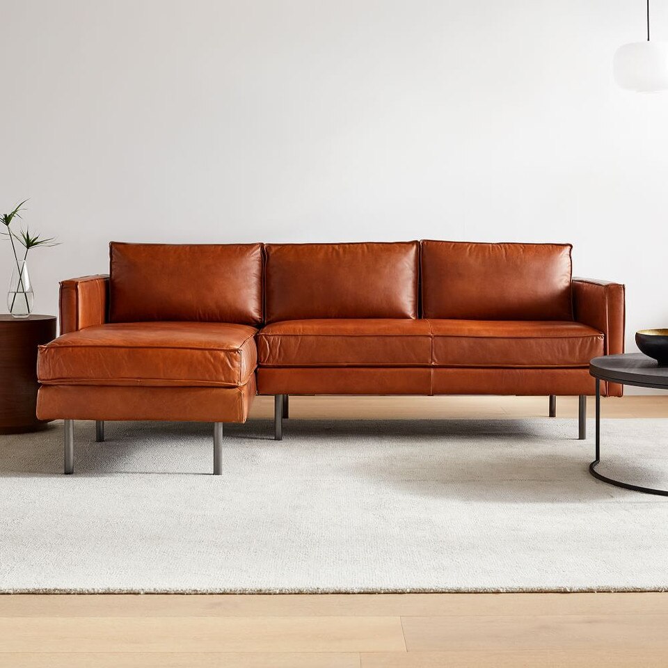 Axel Leather 2-Piece Chaise Modular Sofa