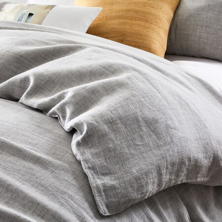 Belgian Flax Linen Quilt Cover Pillowcases Frost Grey West