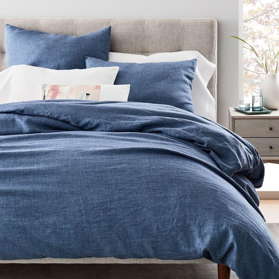 Belgian Flax Linen Fibre Dyed Quilt Cover & Pillowcases - Indigo