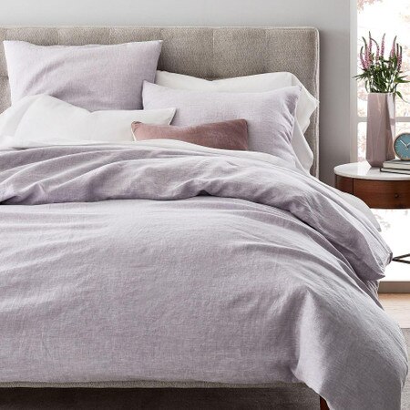 Belgian Flax Linen Melange Quilt Cover Pillowcases Pale Lilac