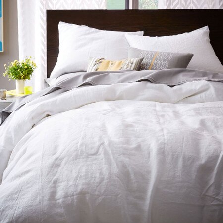 Belgian Flax Linen Quilt Cover Pillowcases White West Elm