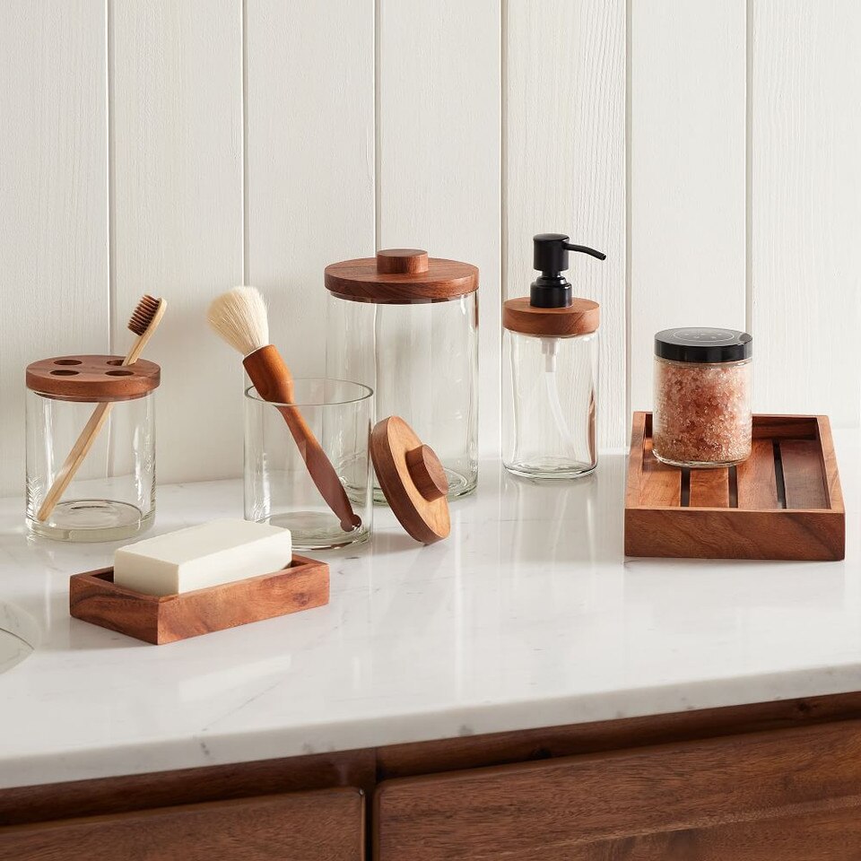 Clover Wood & Glass Bath Accessories