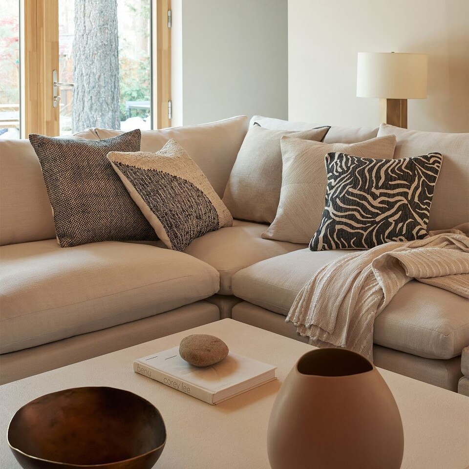 Colourblock Jute Cushion Cover