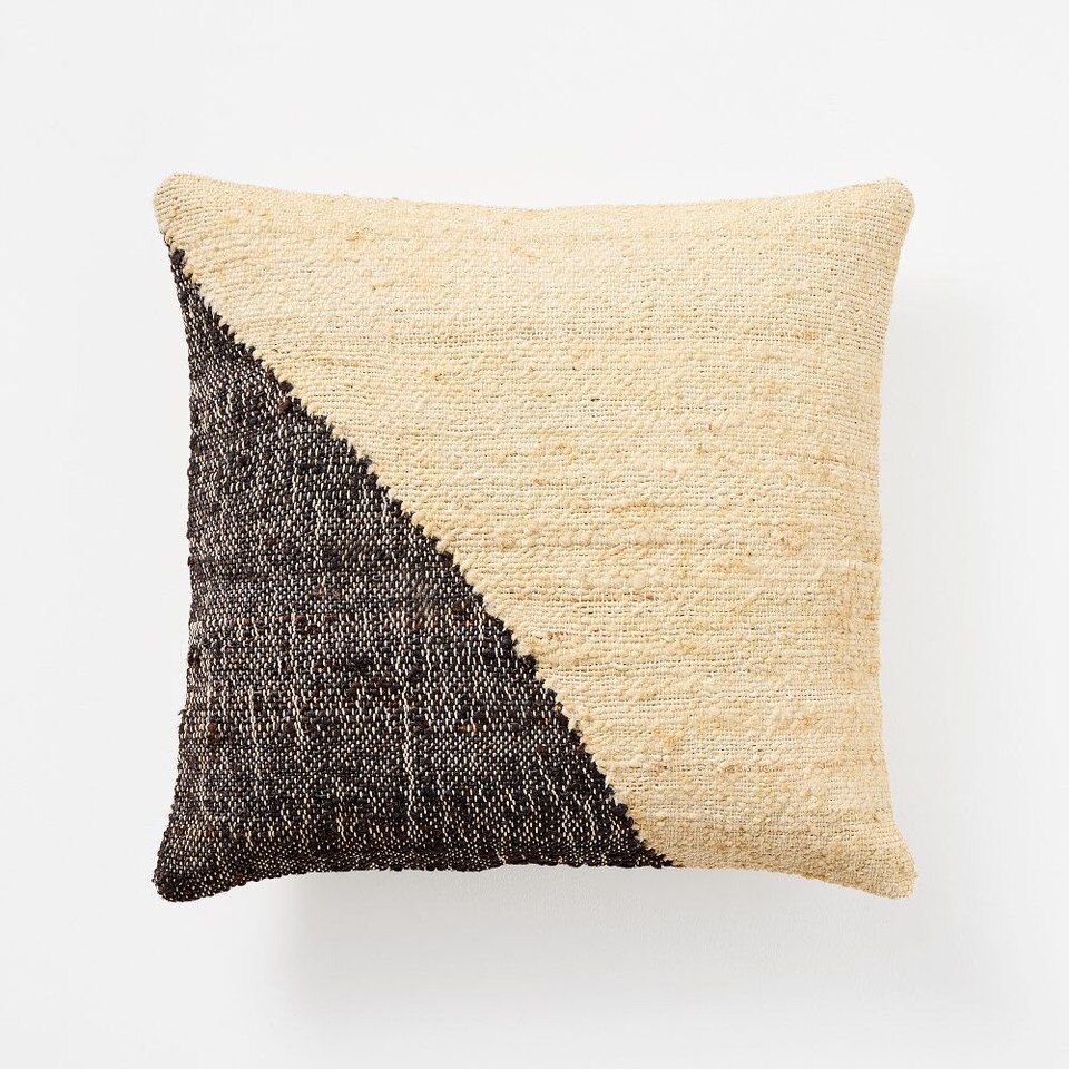 Colourblock Jute Cushion Cover