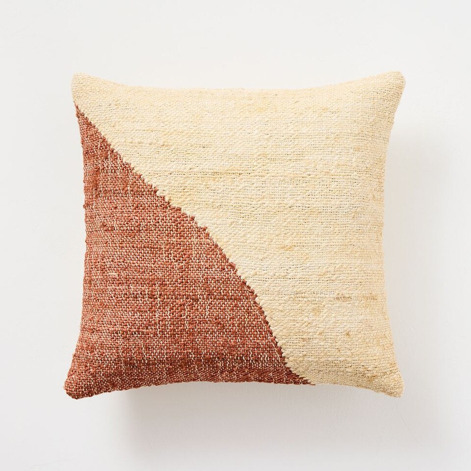 Colourblock Jute Cushion Cover