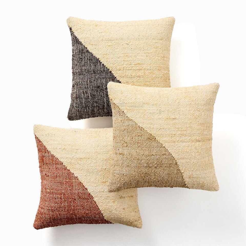 Colourblock Jute Cushion Cover