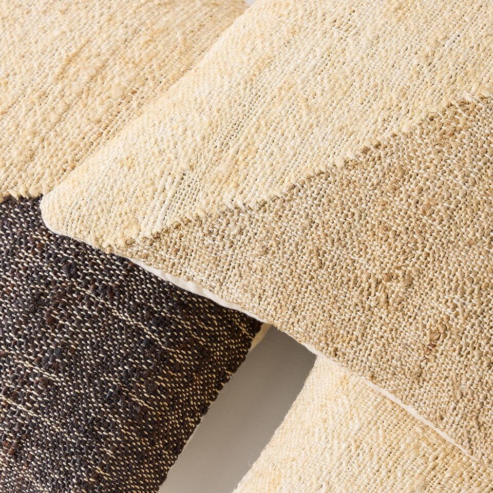 Colourblock Jute Cushion Cover