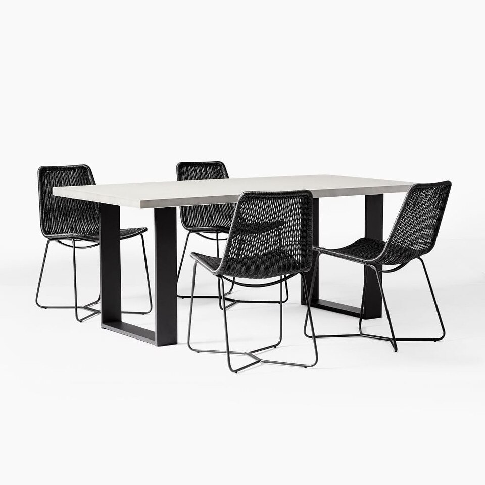 Concrete Outdoor 183 cm Dining Table & Slope Dining Chair Set