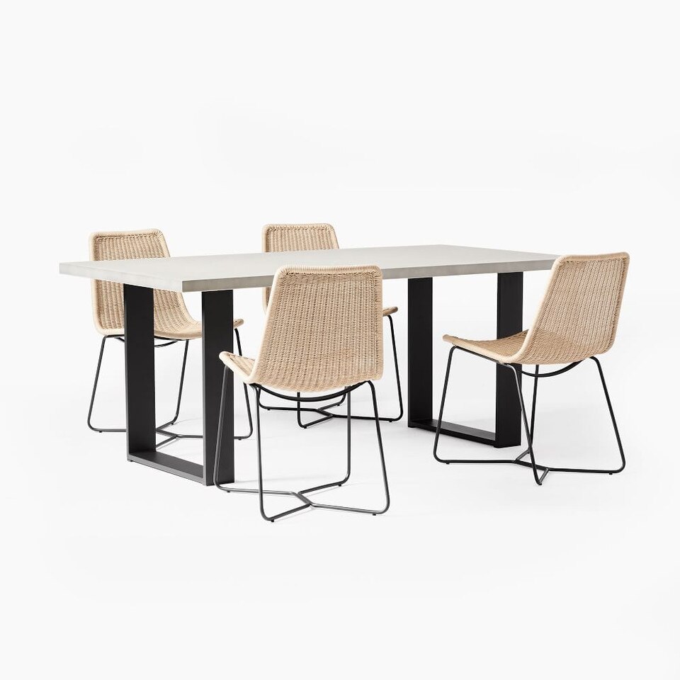 Concrete Outdoor 183 cm Dining Table & Slope Dining Chair Set