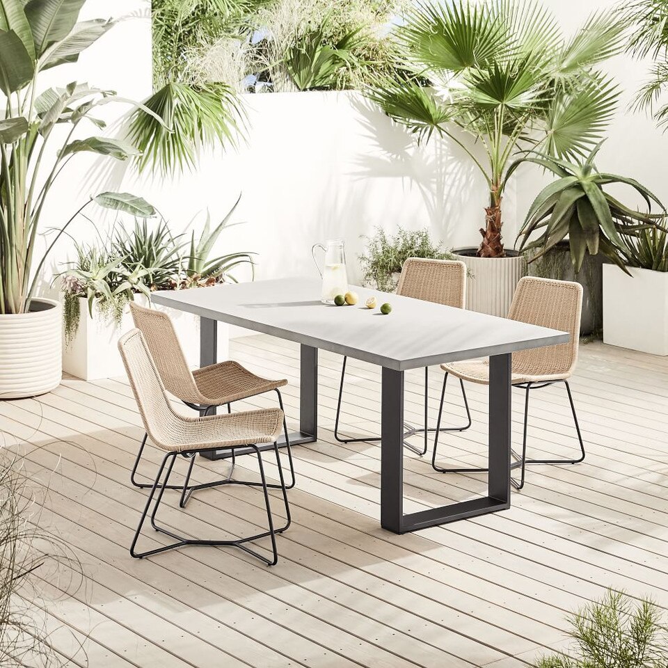 Concrete Outdoor 183 cm Dining Table & Slope Dining Chair Set