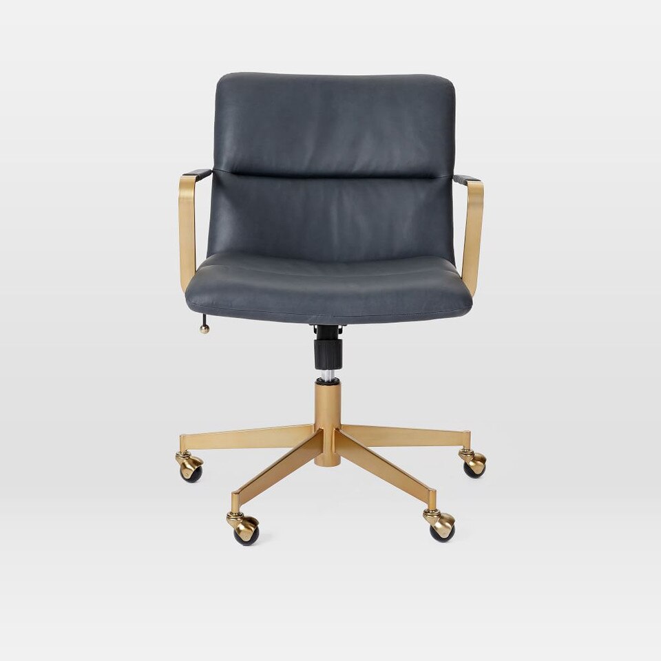Cooper Mid-Century Leather Swivel Office Chair
