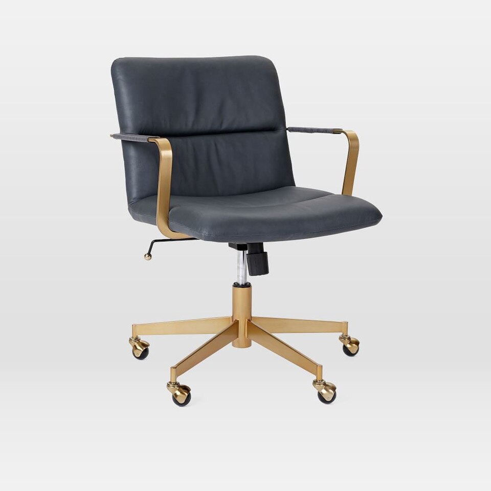 Cooper Mid-Century Leather Swivel Office Chair