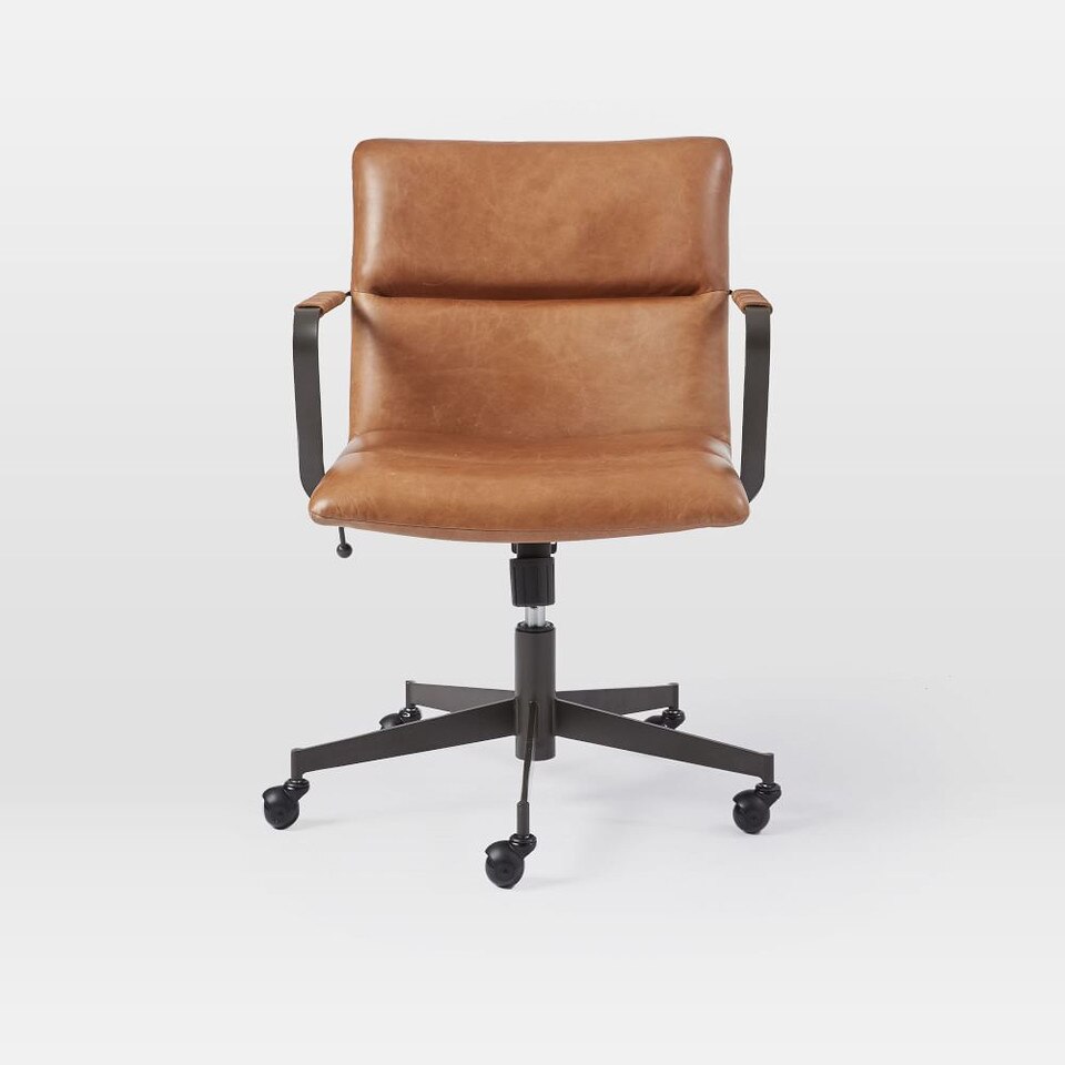 Cooper Mid-Century Leather Swivel Office Chair