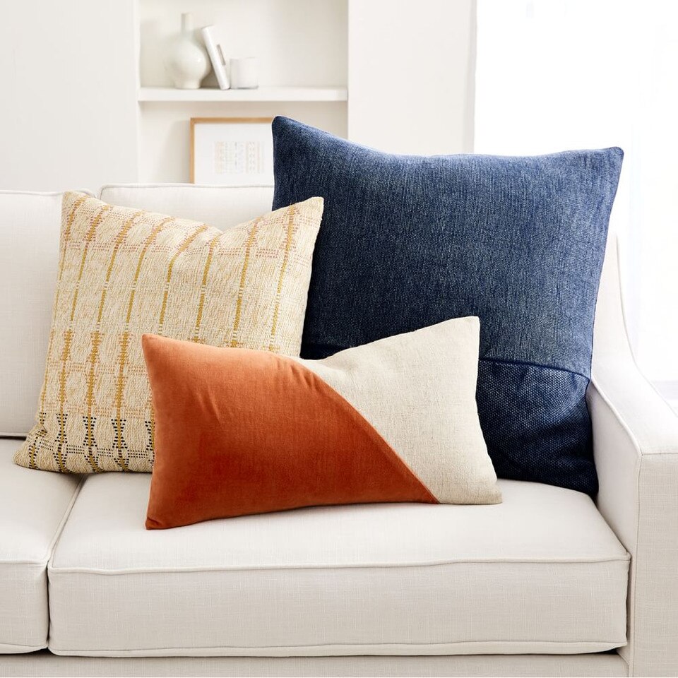 Cotton Linen & Velvet Corners Cushion Cover