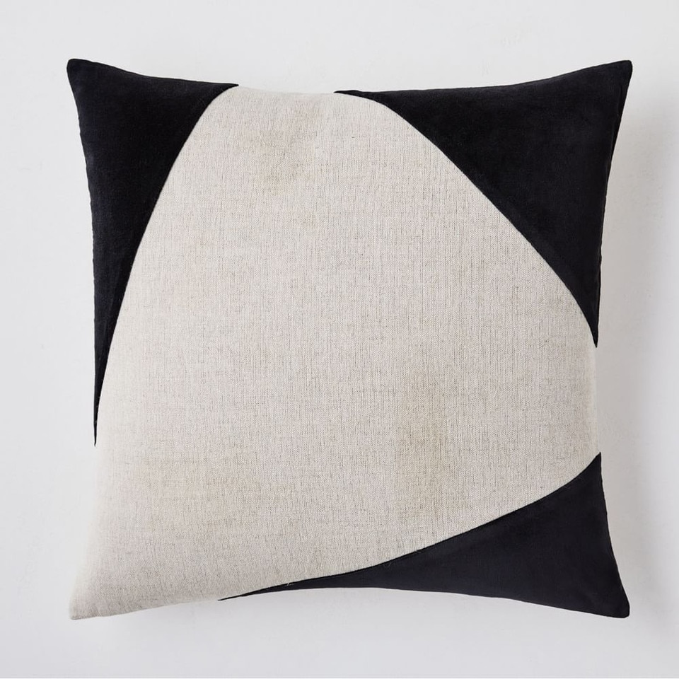 Cotton Linen & Velvet Corners Cushion Cover