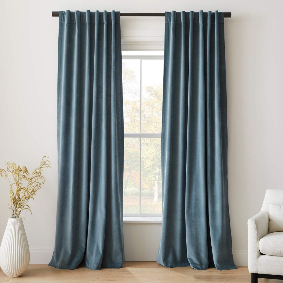 Cotton Velvet Curtain - Frost Grey