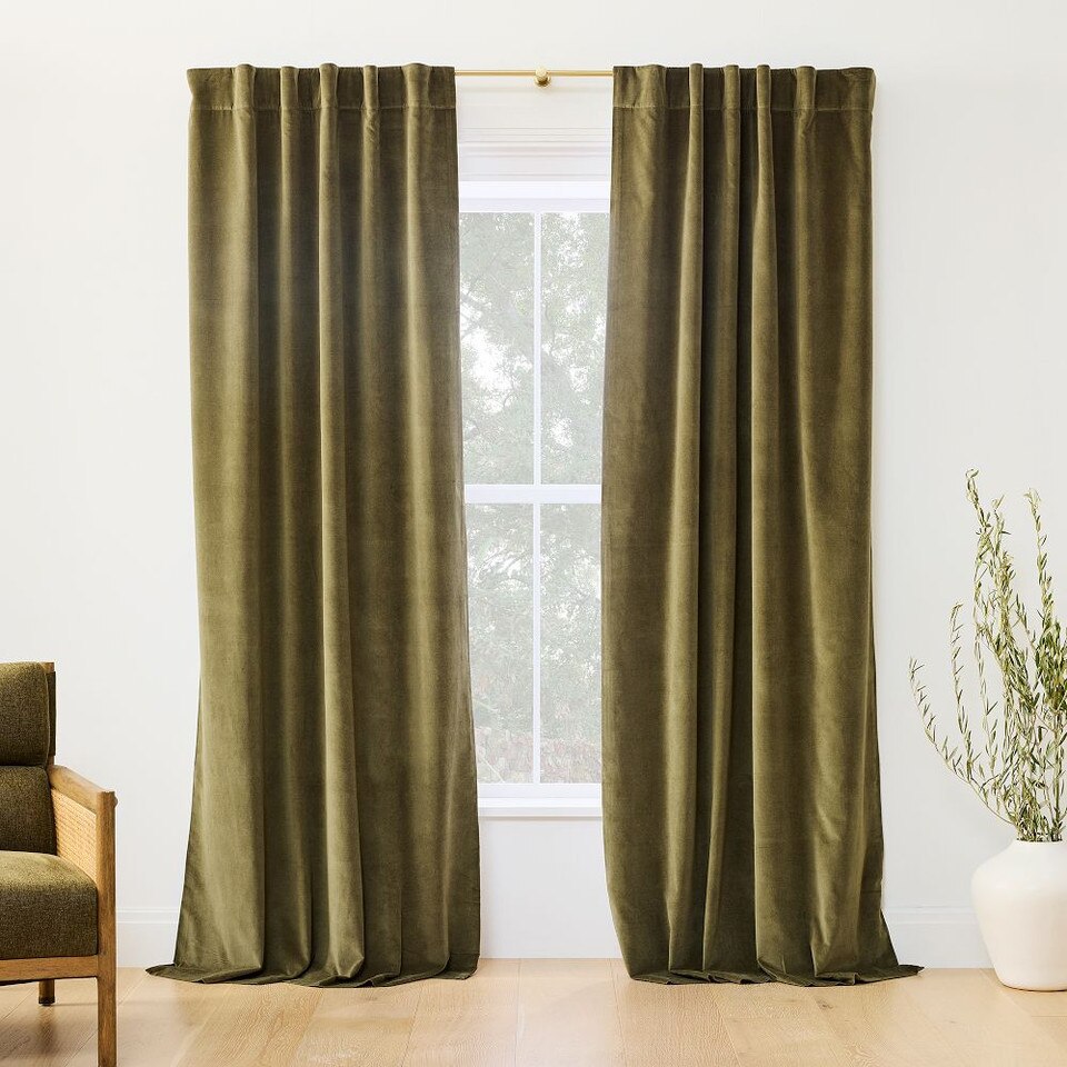 Cotton Velvet Curtain - Frost Grey