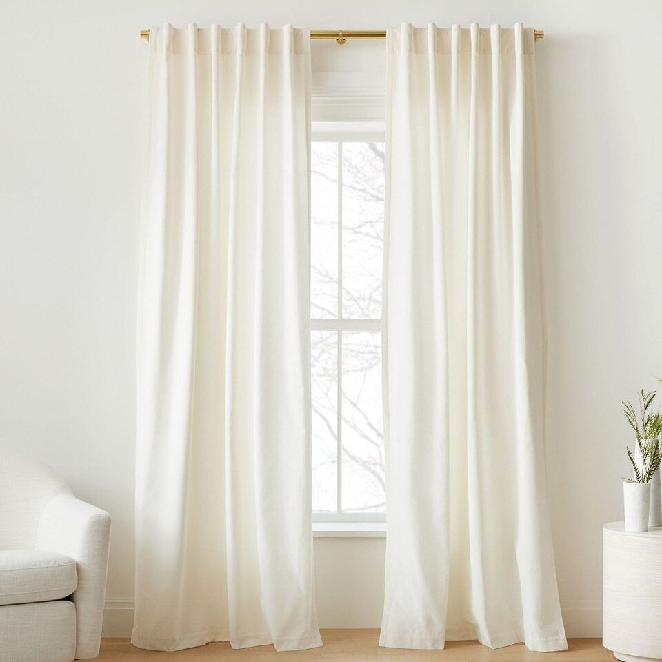 Cotton Velvet Curtain - Frost Grey