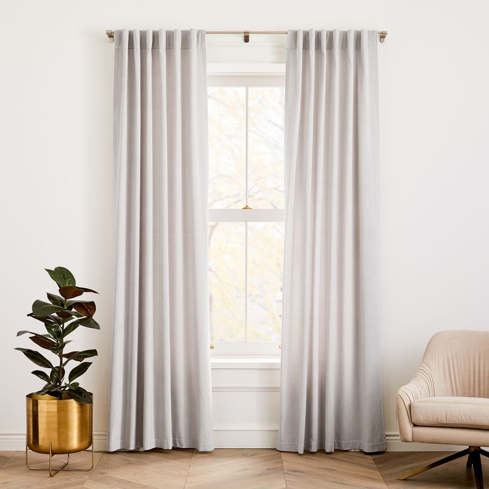 Cotton Velvet Curtain - Frost Grey