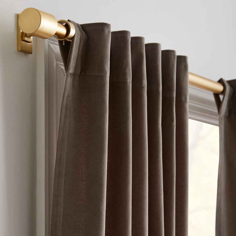 Cotton Velvet Curtain - Frost Grey