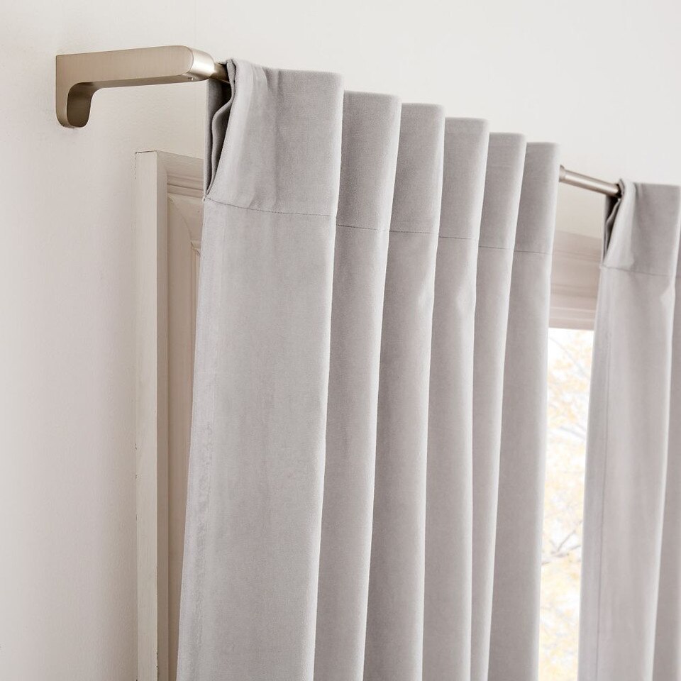 Cotton Velvet Curtain - Frost Grey