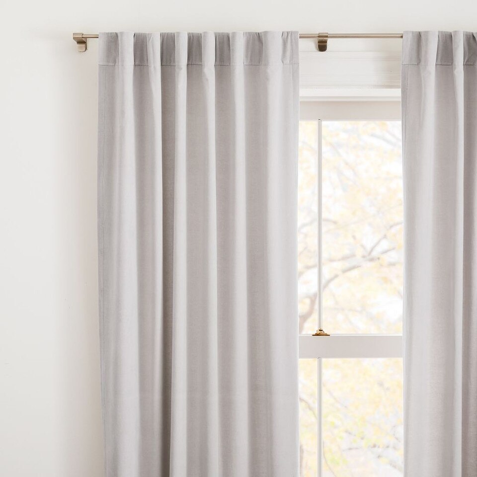 Cotton Velvet Curtain - Frost Grey