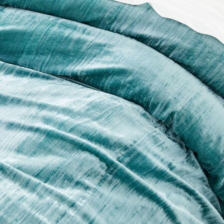 Crinkle Velvet Quilt Cover Pillowcases Astor Blue West Elm
