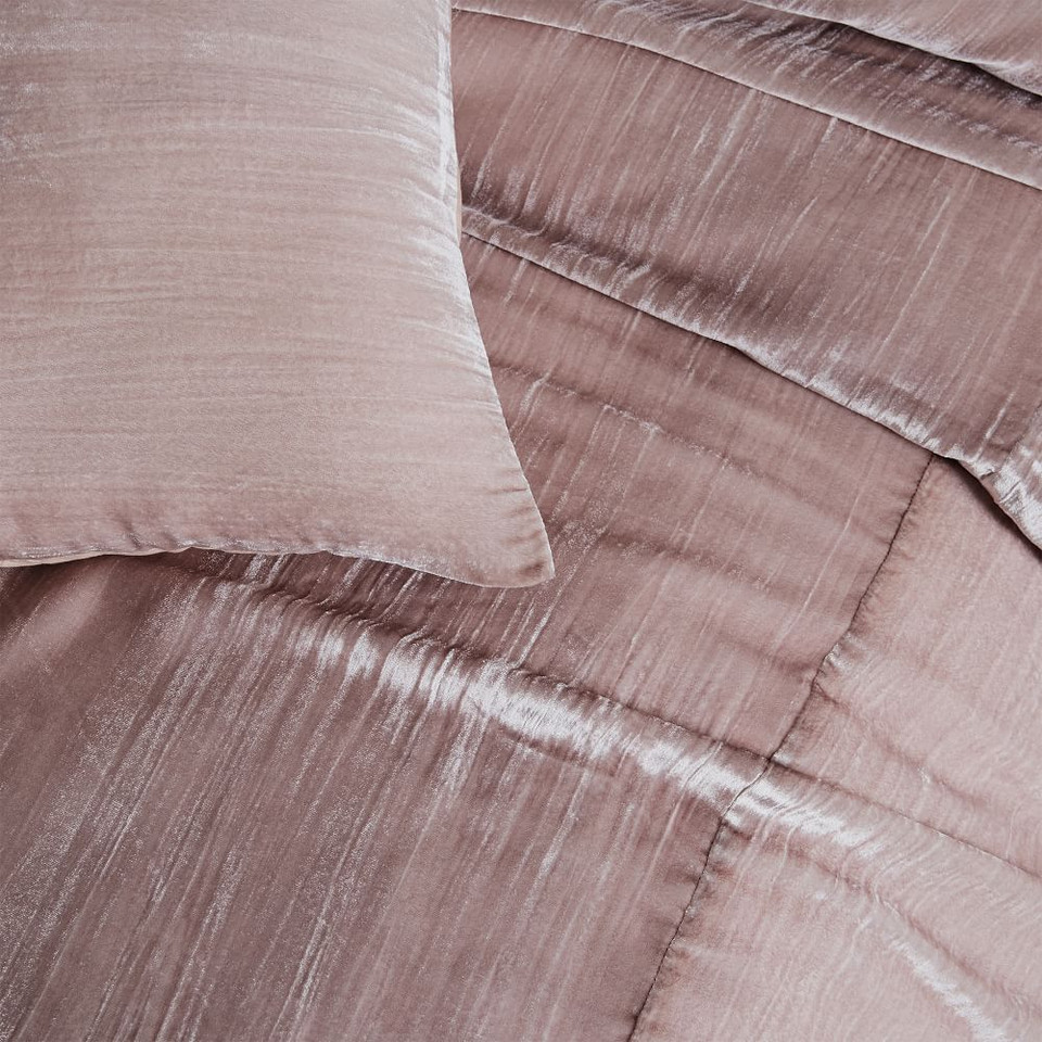 Crinkle Velvet Quilt Cover & Pillowcases - Dusty Blush