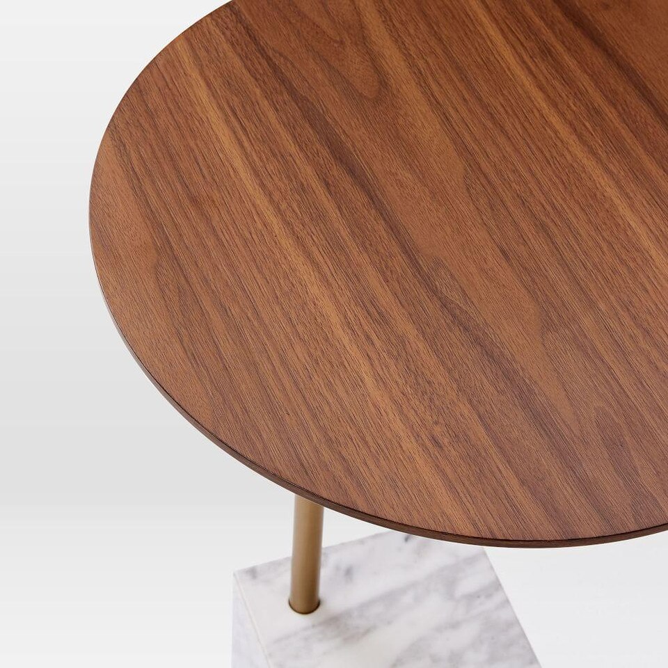Cube Side Table - Walnut/White Marble