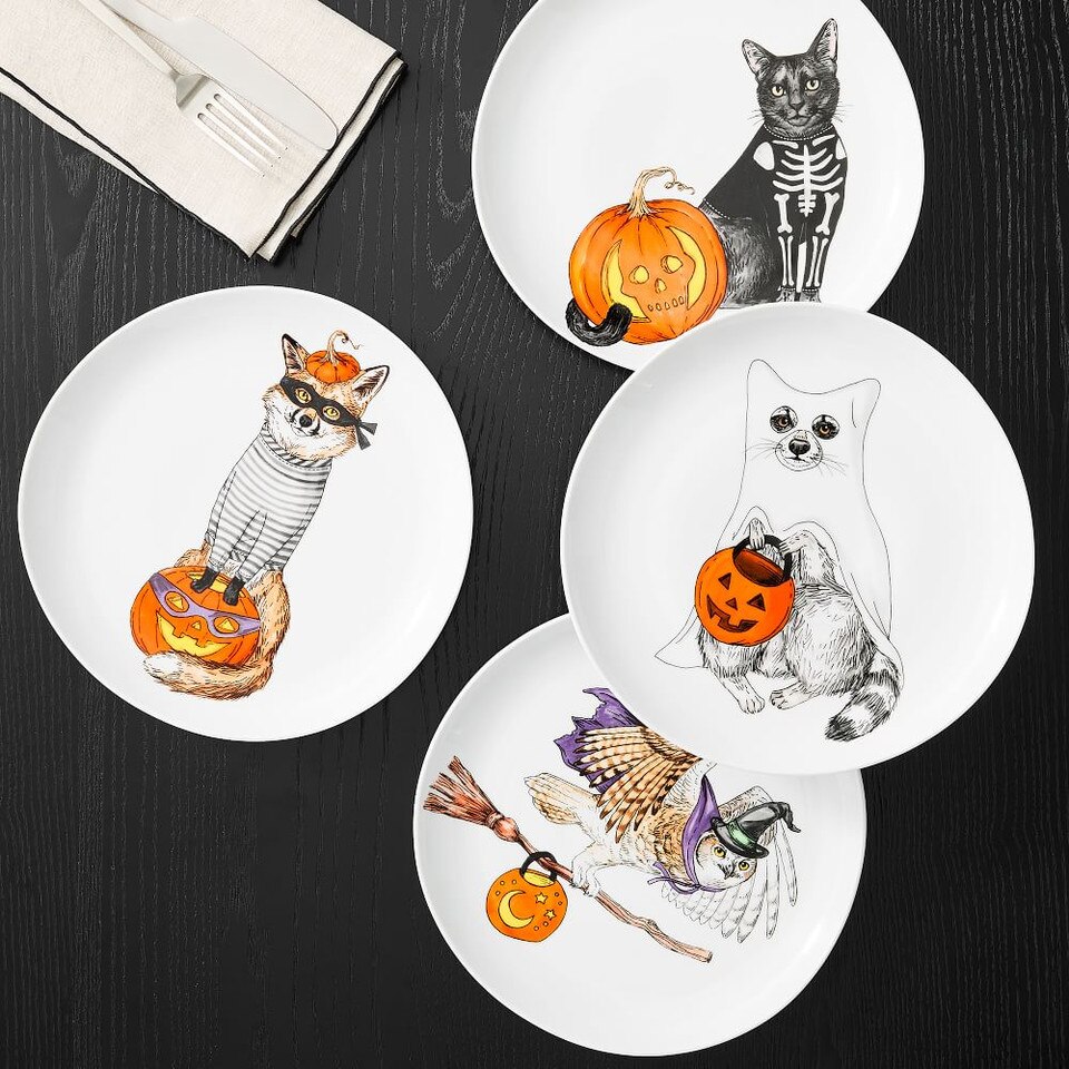 Dapper Animal Halloween Salad Plates