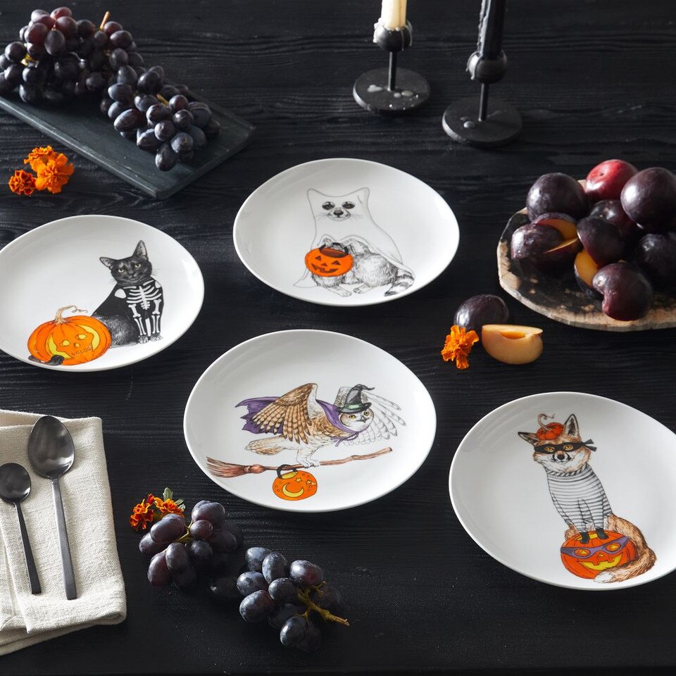 Dapper Animal Halloween Salad Plates