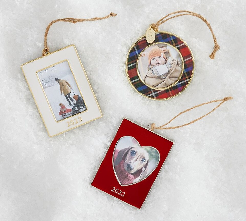 Pottery Barn Dated Enamel Frame Ornament 2023