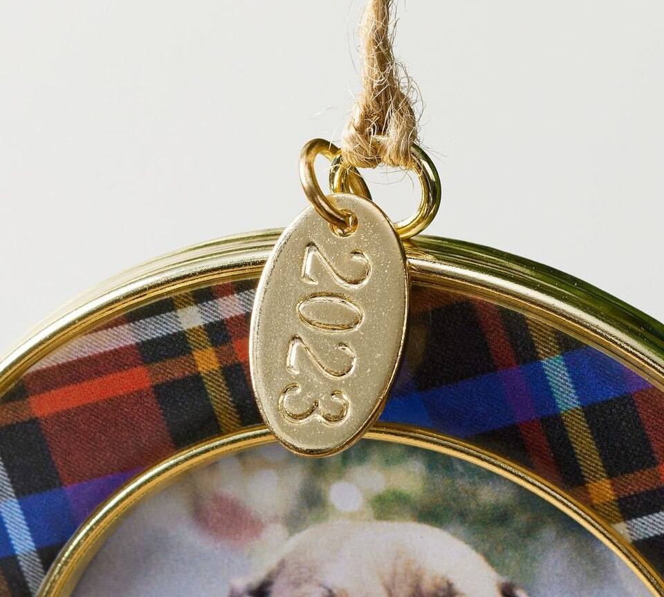 Pottery Barn Dated Enamel Frame Ornament 2023
