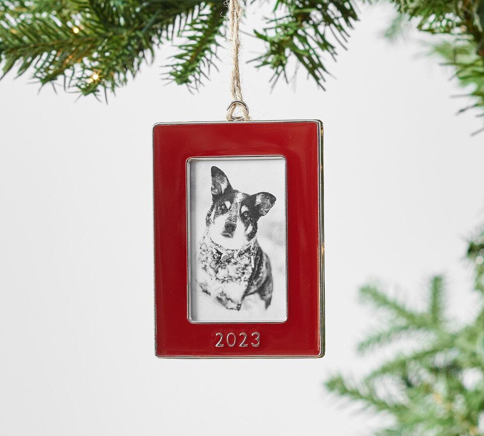 Pottery Barn Dated Enamel Frame Ornament 2023