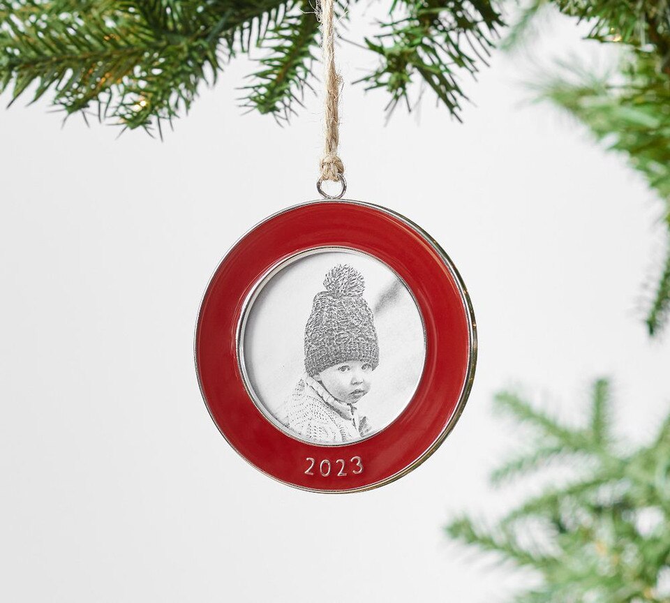 Pottery Barn Dated Enamel Frame Ornament 2023